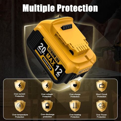 12.0Ah Replacement for Dewalt 20V MAX Battery Compatible with 20 Volt High Capacity Batteries DCB201 DCB203 DCB204 DCB205 DCB206 DCD DCF DCG Series Cordless Power Tools (2Pack) in Kuwait