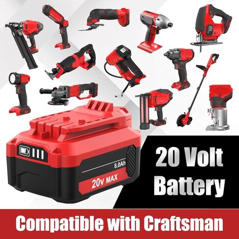 2 Pack 8000mAh CMCB206 Replacement for Craftsman 20 Volt Battery 8.0Ah | Compatible with Craftsman 20V Battery CMCB202 CMCB204 CMCB201 CMCB209 CMCB205 CMCS500 V20 Tool (Only for V20 Series)(Multi) in Saudi Arabia
