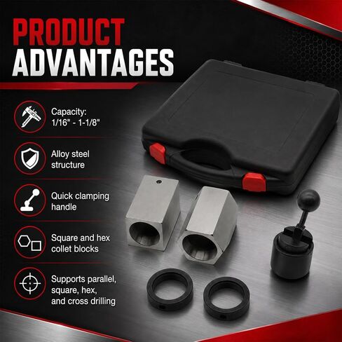 Nakkaa 5C Collet Block Square Hex Closer Compatible with Milling Machine | Capacity 1/16 - 1-1/8", Precision fixture for lathe, grinding and various machining work in Kuwait