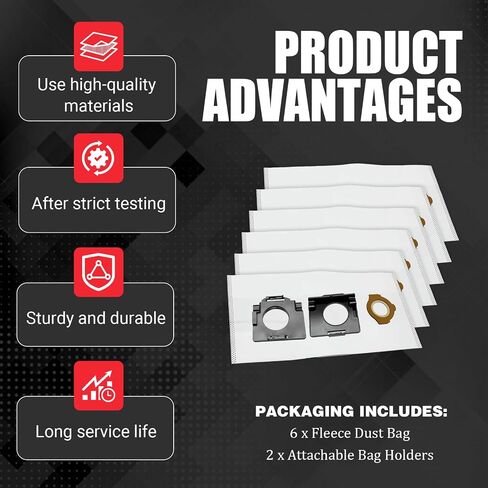 Fleece Dust Bag Milwaukee Packout Wet Dry Vac 0960-20 0970-20 for 49902016 | Disposable fleece vacuum dust bags fit Milwaukee cordless packout vac, replace 49-90-2016 49902016 in Kuwait