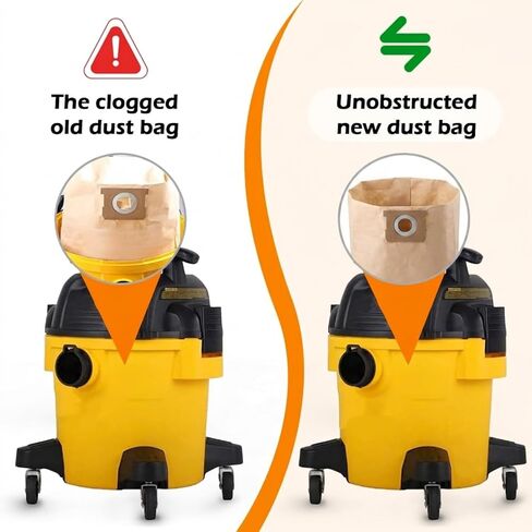 4 Pack DXVA19-4104 Replacement Dust Bags for DEWALT 5, 6, 8 Gallon Wet Dry Shop Vacuums, Compatible with DXV05P, DXV06PL, DXV08S Models in Kuwait