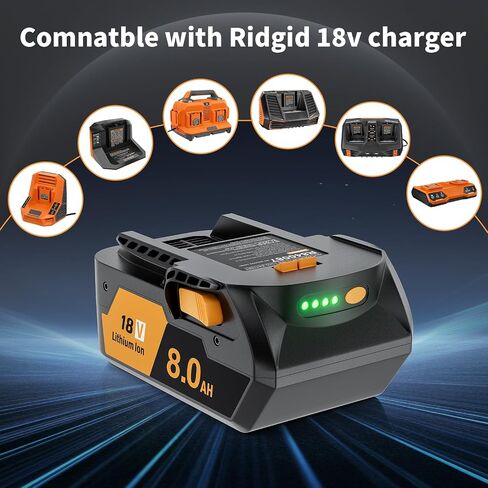 2 Pack 8.0Ah 18V Battery Replacement for Ridgid 18V Battery Compatible with R840087 R840086 R840085 R840083 R840089 AC840085 AC840086 AC840087P AC840089 Cordless Tools in Kuwait