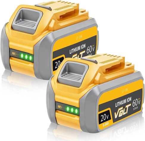 2Pack 9000mAh Replacement for Dewalt 60V FlexVolt Battery Compatible with Dewalt 20V 60 Volt Max Battery DCB609 DCB200 DCB606 DCB612 DCB206 DCB201DCB203 DCB204 DCB206 DCB207 DCB209 with LED Indicator in Kuwait