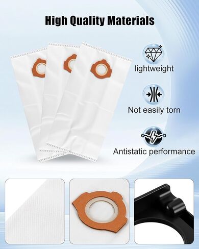 6 Pcs 49-90-2016 Fleece Dust Bags Fit for MILWAU-KEE 0960-20 0970-20 M18 M-12 Vacuum with 2 Pack Attachable Bag Holder in Kuwait