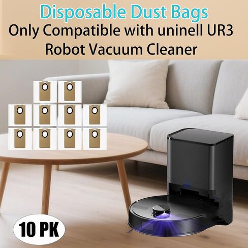 10 Pack Replacement Disposable HEPA Dust Bags Compatible with uninell UR3 Robot Vacuum Cleaner Parts Accessories in Kuwait