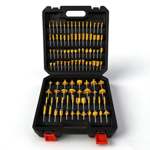 CSOOM 100 Pieces Router Bit Set, 1/4 Inch Shank, Carbide Router Bit Set for Professional Woodworking with Aluminum Case in Saudi Arabia