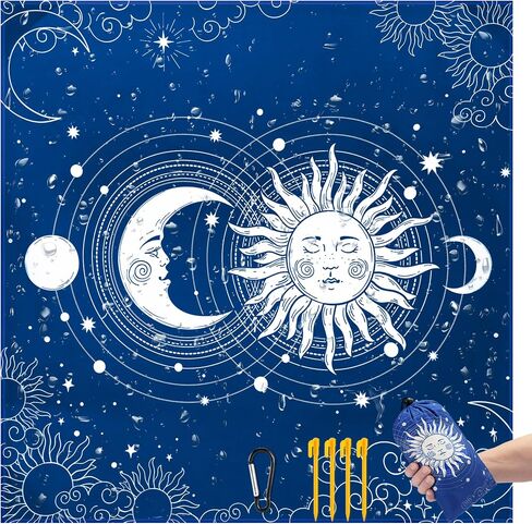 Beach Blanket Sandproof Extra Large Beach Mat Adults Waterproof Sand Free | Quick Drying Made By Premium Polyester with 4 Stakes & 4 Corner Pockets for Outdoor Travel Camping Hiking in Kuwait