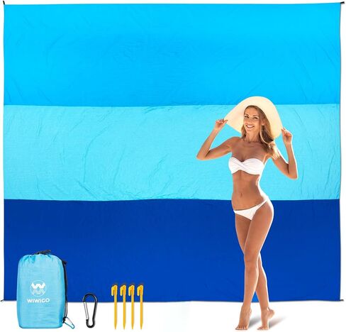 Beach Blanket Sandproof Extra Large Beach Mat Adults Waterproof Quick Drying Sand Free Mat Made by Premium Polyester with 4 Stakes & 4 Corner Pockets for Outdoor Travel Camping Hiking in Saudi Arabia