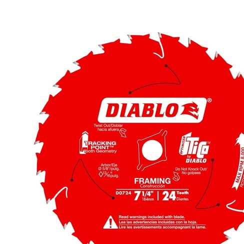Diablo Freud D0724X 7-1/4-Inch 24 Tooth ATB Carbide Framing Saw Blade 5/8-Inch Diamond Knockout Arbor (4 Pack) in Kuwait