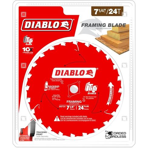 Diablo Freud D0724X 7-1/4-Inch 24 Tooth ATB Carbide Framing Saw Blade 5/8-Inch Diamond Knockout Arbor (4 Pack) in Kuwait