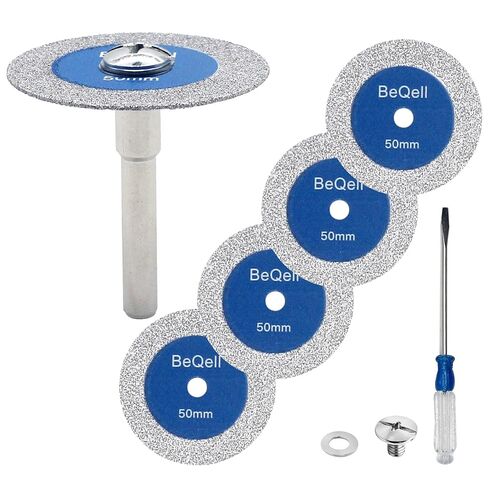 Diamond Mini Glass Saw Blade,BeQell 5pcs 2" Glass Cutting Disc Wheel Mini Carving Disc with Round Shank for Glass Jade Crystal Wine Bottle Ceramic Tile (50mm) in Kuwait