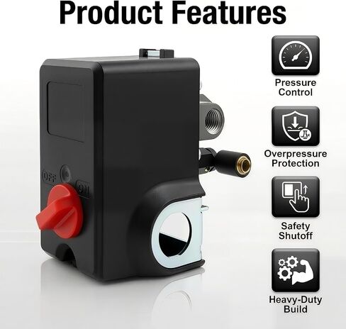 Pressure Switch Air Compressor For 125-155 PSI Range 120/240V 26A Rating and 1/4" NPT 4-port Manifold 12AC2FAER 034-0184 in Kuwait