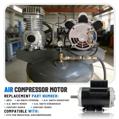 B813 5HP Air Compressor Motor 230V 22A, 3450RPM, Y56 Frame, Single Phase, 1 Service Factor, CWLE Rotation (Non‑Reversible), Insul Class B in Kuwait