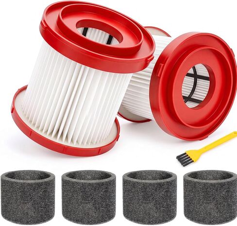 2 Pack 49-90-1900 Filter Compatible with Milwaukee M18 M12 Wet Dry Vacuums 0880-20 0970-20 0960-20, Washable with Foam Sleeves in Kuwait