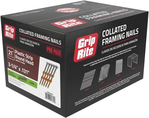 Grip-Rite GR034HG Round Head 3-1/4-Inch by .131-Inch by 21 Degree Paper Collated Hot-Dip-Galvanized Framing Nail (4,000 per Box) in Kuwait