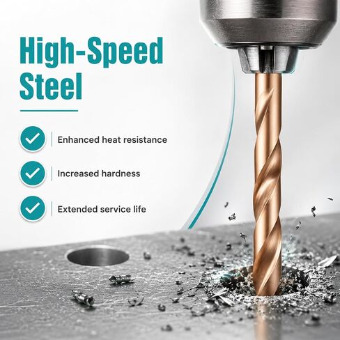 13pcs M35 HSS Twist Drill Bits, Twist Metal Drill Bits Set for Hardened Metal, High Hardness Straight Shank Cobalt High-Speed Steel Straight Shank for Hardened Stainless Steel 1.5-6.5mm in Kuwait