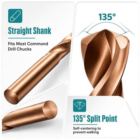 13pcs M35 HSS Twist Drill Bits, Twist Metal Drill Bits Set for Hardened Metal, High Hardness Straight Shank Cobalt High-Speed Steel Straight Shank for Hardened Stainless Steel 1.5-6.5mm in Kuwait