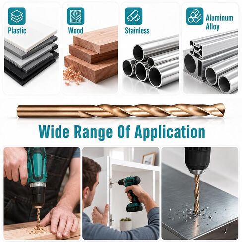 13pcs M35 HSS Twist Drill Bits, Twist Metal Drill Bits Set for Hardened Metal, High Hardness Straight Shank Cobalt High-Speed Steel Straight Shank for Hardened Stainless Steel 1.5-6.5mm in Kuwait
