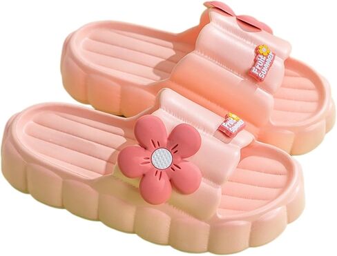 Cloud Slides for Women Cute Pink Flower Thick Sandals Bathroom Open To Slides Non-Slip Lightweight Summer Outdoor in Kuwait
