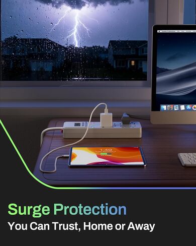 BN-LINK 8 Outlet Surge Protector with 7-Day Digital Timer (4 Outlets Timed, 4 Outlets Always On) - White in Saudi Arabia