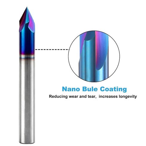 3-Flute 60 Degree V Groove Router Bit,1/4 Inch Shank Nano Blue Coated Carbide V-Groove Engraving Bit,0.005" Tip Width 2" Total Length Woodworking Sign Making Carving Cutter in Kuwait
