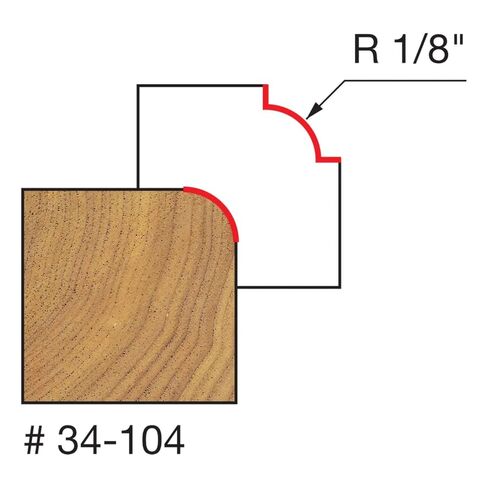 Freud Radius Rounding Over Bit with Perma-Shield Coating and Quadra-Cut Design for Flawless Finish - 2 Cutters, 1/4" Shank Dia., 1/8" Radius, 2-3/16" Length - 34-104 in Kuwait