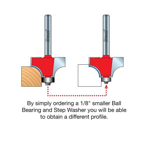 Freud Radius Rounding Over Bit with Perma-Shield Coating and Quadra-Cut Design for Flawless Finish - 2 Cutters, 1/4" Shank Dia., 1/8" Radius, 2-3/16" Length - 34-104 in Kuwait