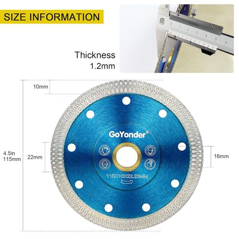 GoYonder 4.5" Diamond Tile Blade for Angle Grinder, Super Thin Diamond Saw Blade Grinder Blades for Wet Dry Cutting, Diamond Blade for Cutting Ceramic, Porcelain, Tiles, Granite, Marbles in Kuwait