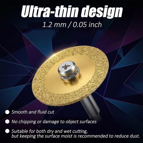 2 PCS Diamond Cutting Wheel for Drill, 1/4" Hex Shank Ultra-Thin Mini Glass Cutting Disc Rotary Tool Accessories for Glass, Jade, Crystal, Ceramics, Tile Cutoff Wheel in Kuwait