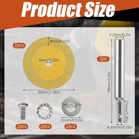 2 PCS Diamond Cutting Wheel for Drill, 1/4" Hex Shank Ultra-Thin Mini Glass Cutting Disc Rotary Tool Accessories for Glass, Jade, Crystal, Ceramics, Tile Cutoff Wheel in Kuwait