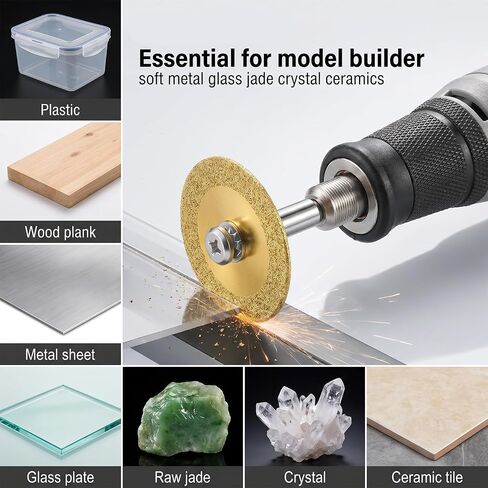 2 PCS Diamond Cutting Wheel for Drill, 1/4" Hex Shank Ultra-Thin Mini Glass Cutting Disc Rotary Tool Accessories for Glass, Jade, Crystal, Ceramics, Tile Cutoff Wheel in Kuwait