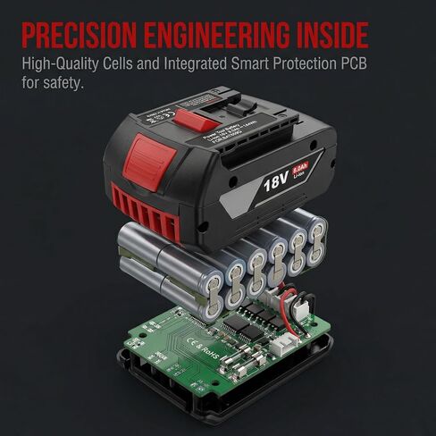 2-Pack 18V 8.0Ah Lithium-Ion Cordless Tool Battery Packs, Replacement for Bosch 18V BAT609 BAT612 BAT618, Fit Drill & Power Tools for Home DIY & Professional Users in Kuwait