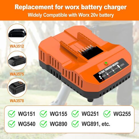 WA3881 Replacement for Worx Battery 20v Charger WA3881 Compatible with Worx Battery 20v WA3520 WA3522 WA3525 WA3544 WA3757 WA3575 in Kuwait