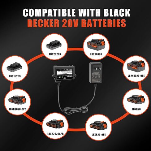 LCS1620B Replacement for Black and Decker 20V Battery Charger BDDC201B, BDCAC202B, Compatible with Black + Decker 20 Volt Lithium Batteries LB2X4020 LB2X4020-OPE LBD1520S LDB2020S LBXR20 LBXR2020APB in Kuwait