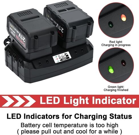 21v Battery Dual Port Quick Charger Base: Quick Charge Dual Rapid Charger Compatible with 21v Lithium-Ion Battery Electric Tools, Outdoor Garden Tools (Black 2 Port) in Kuwait