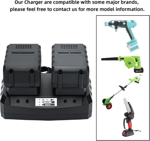 21v Battery Dual Port Quick Charger Base: Quick Charge Dual Rapid Charger Compatible with 21v Lithium-Ion Battery Electric Tools, Outdoor Garden Tools (Black 2 Port) in Kuwait