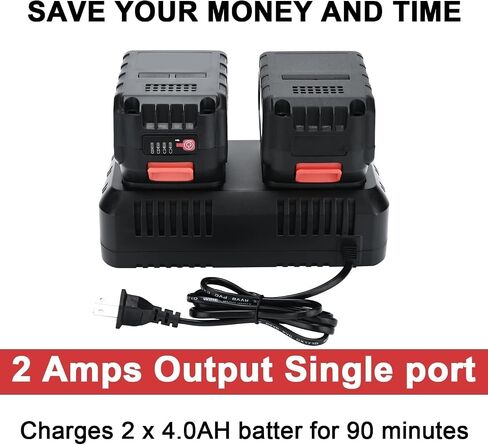 21v Battery Dual Port Quick Charger Base: Quick Charge Dual Rapid Charger Compatible with 21v Lithium-Ion Battery Electric Tools, Outdoor Garden Tools (Black 2 Port) in Kuwait