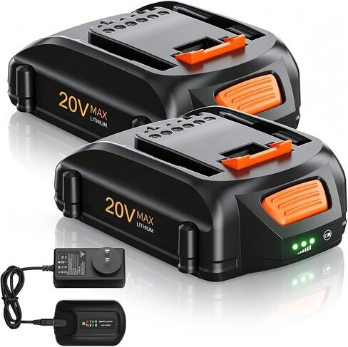 4.0Ah 20V Lithium Battery for Worx 20V Battery and Charger Combo, Compatible with All Worx Batteries WA3520 WA3525 WA3575 WG151s WG251s WG540s WG545s WG890 WG89 with LED Power Indicator in Kuwait