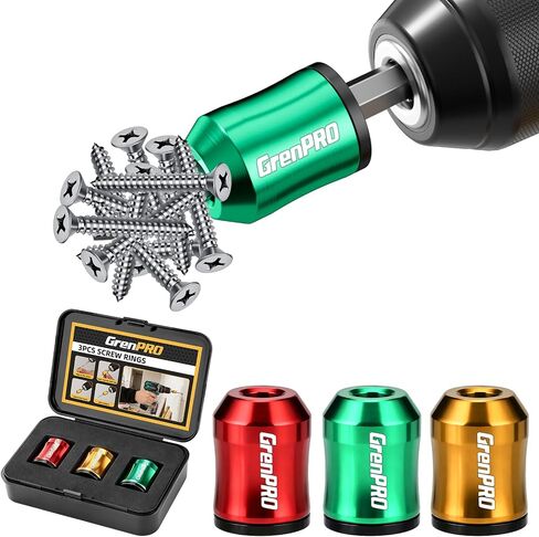 GRENPRO Magnetic Screw Ring, 3PCS Universal Magnetic Screw Holder, Removable 1/4"(6.35mm) Hex Holder with EVA+PP Storage Case for Home DIY Screwdriver & Power Drills in Kuwait
