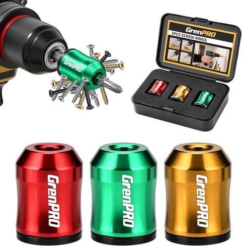 GRENPRO Magnetic Screw Ring, 3PCS Universal Magnetic Screw Holder, Removable 1/4"(6.35mm) Hex Holder with EVA+PP Storage Case for Home DIY Screwdriver & Power Drills in Kuwait