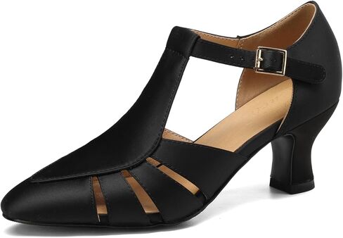 Women's Mary Jane Kitten Heels T-Strap Comfortable Low Vintage Retro Pumps for Dance, Party, Office Dress Shoes in Saudi Arabia