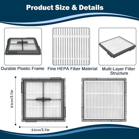 HEPA Filter for Roborock Q10 S5/Q10 S5+/Q10 X5/Q10 X5+ Robot Vacuum Cleaner, Replacement Filter Accessories, Washable Filters, 4-Pack in Kuwait