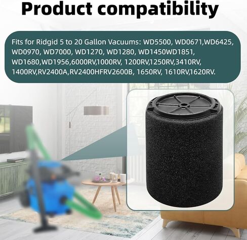 VF7000 Foam Sleeve Filter for ridgd 5-20 Gal Wet/Dry Shop Vac | 1-pack wet foam sleeve filter fits for ridgd 5-20 gal wet/dry vacs and 6-9 gal shop vacuums in Kuwait