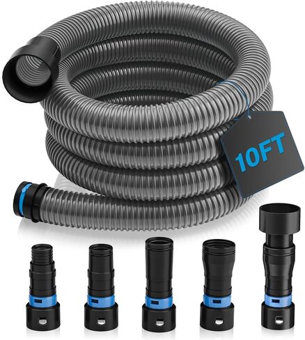 Hon&Guan 10 Ft Shop Vac Hose Kit with Quick-Connect Adapters, Flexible 1 ¼″ Vacuum Hose Compatible with Home & Shop Vac, Expanded Multi-Brand Power Tool Adapter Set (1¼″ to 2 ¼″) in Kuwait