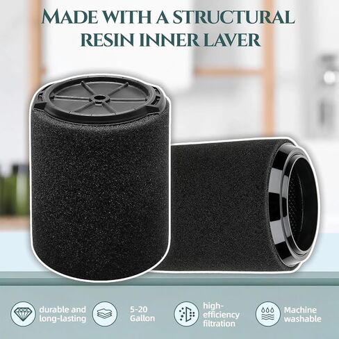 VF7000 Foam Sleeve Filter for ridgd 5-20 Gal Wet/Dry Shop Vac | 1-pack wet foam sleeve filter fits for ridgd 5-20 gal wet/dry vacs and 6-9 gal shop vacuums in Kuwait