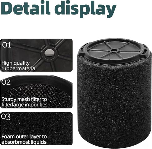 VF7000 Foam Sleeve Filter for ridgd 5-20 Gal Wet/Dry Shop Vac | 1-pack wet foam sleeve filter fits for ridgd 5-20 gal wet/dry vacs and 6-9 gal shop vacuums in Kuwait