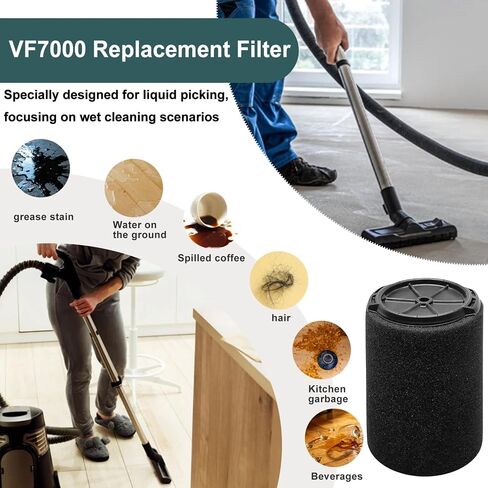 VF7000 Foam Sleeve Filter for ridgd 5-20 Gal Wet/Dry Shop Vac | 1-pack wet foam sleeve filter fits for ridgd 5-20 gal wet/dry vacs and 6-9 gal shop vacuums in Kuwait