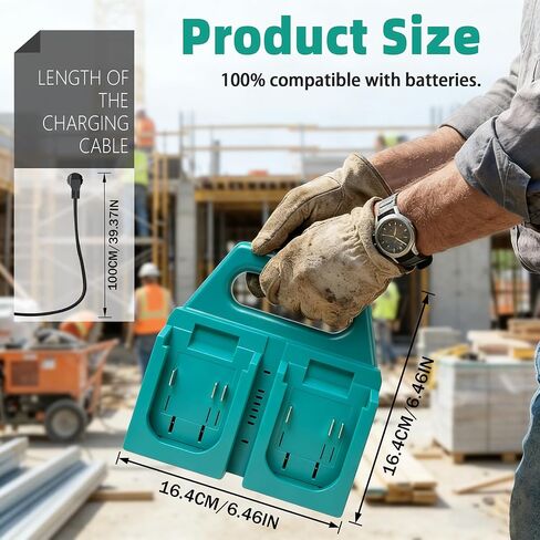18V 4-Port Battery Charger Compatible with Makita 18V-21V Batteries, Charge 4 Batteries at Once, 4-Slot Charging Station with Storage Holder, Portable Rugged Organizer for Workshop Garage. in Kuwait