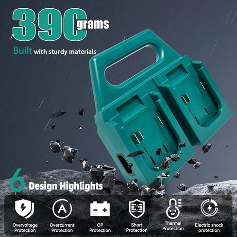 18V 4-Port Battery Charger Compatible with Makita 18V-21V Batteries, Charge 4 Batteries at Once, 4-Slot Charging Station with Storage Holder, Portable Rugged Organizer for Workshop Garage. in Kuwait