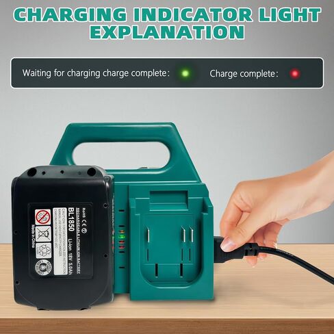 18V 4-Port Battery Charger Compatible with Makita 18V-21V Batteries, Charge 4 Batteries at Once, 4-Slot Charging Station with Storage Holder, Portable Rugged Organizer for Workshop Garage. in Kuwait